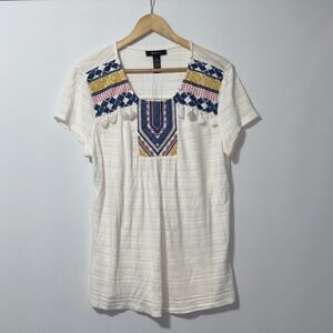 Style & Co white tassel blouse women’s size large
